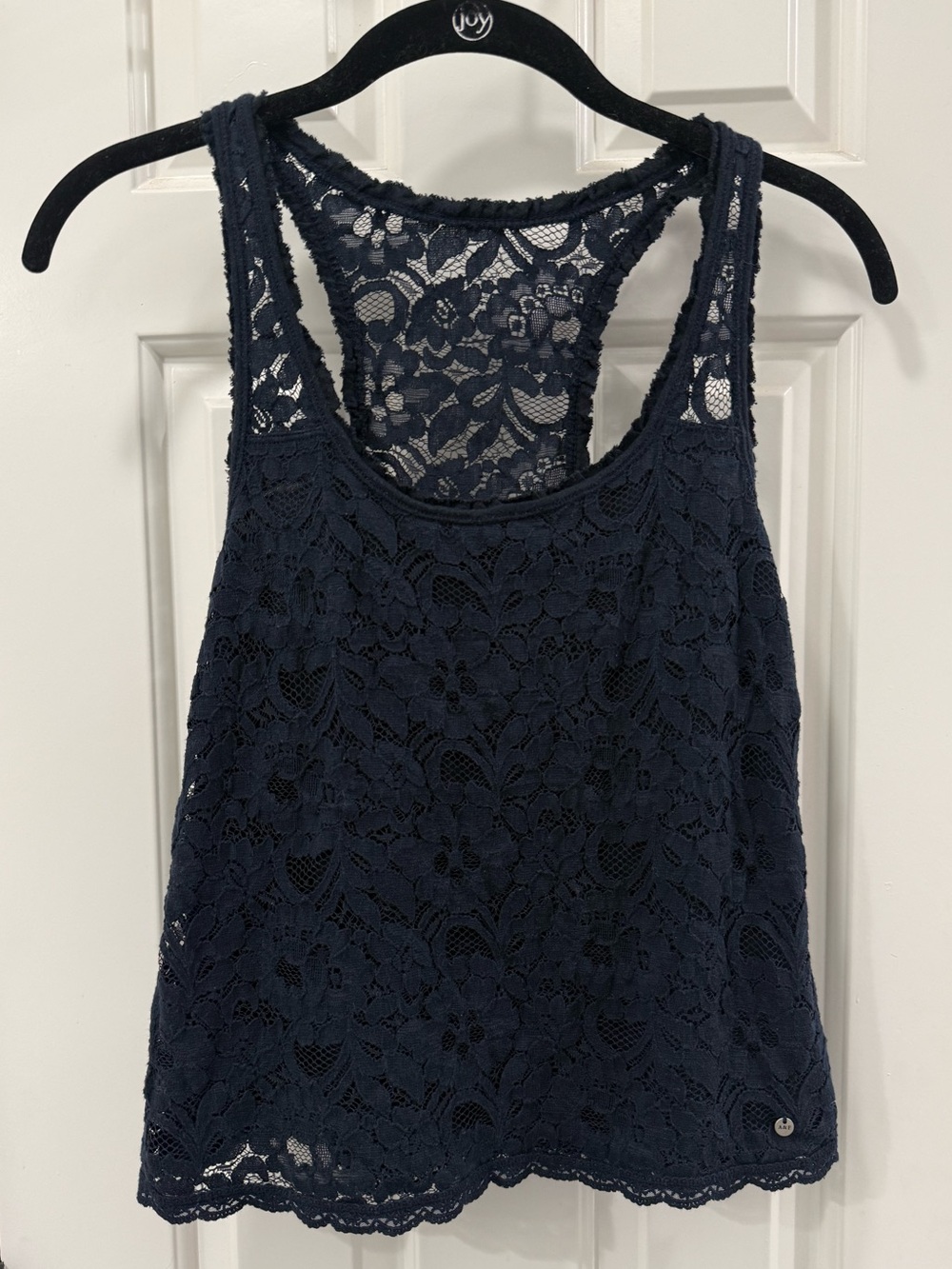 Vintage Abercrombie & Fitch Lace Racerback Tank Top - Navy